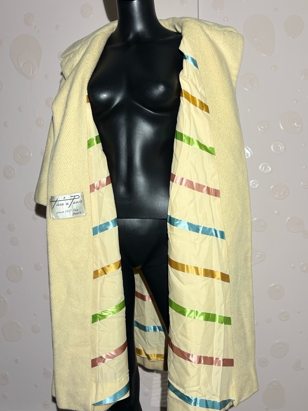 VTG 50s 60s Lilli Ann Mohair Wool Swing Coat Butter Yellow Mid Century OS